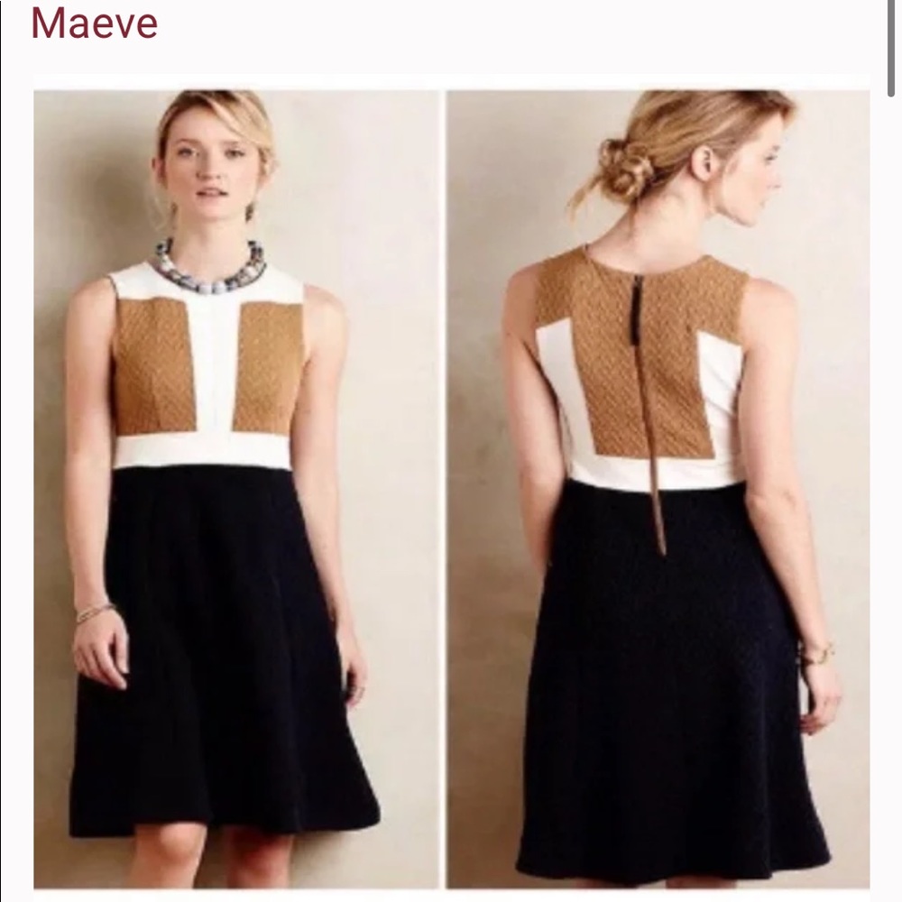 Maeve Sleeveless Cable Knit Color Block Dress w/ Exposed Zipper M